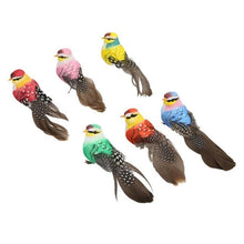 Load image into Gallery viewer, 6PCS Handmade Simulation Figurines Miniature Feather Lawn Figurine Ornament Animal Bird Garden Bird Decoratio Home Ornament 26#