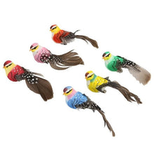 Load image into Gallery viewer, 6PCS Handmade Simulation Figurines Miniature Feather Lawn Figurine Ornament Animal Bird Garden Bird Decoratio Home Ornament 26#